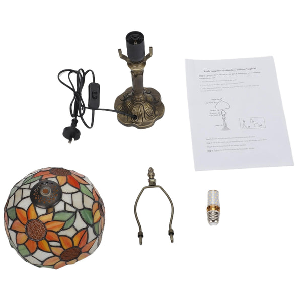 Retro Baroque LED Table Lamps Stained Glass Desk Lights Bedroom Reading Decor