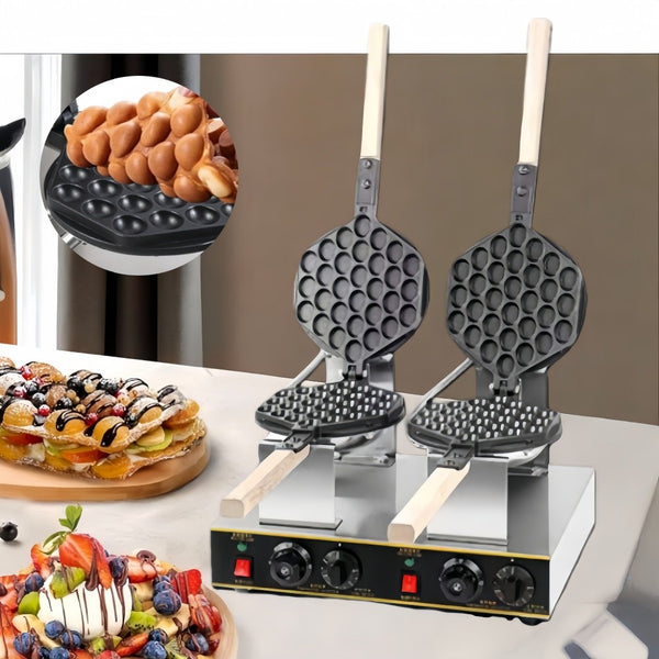 Commercial Electric Bubble Egg Cake Maker Oven Waffle Pan Kitchen Baker Machine