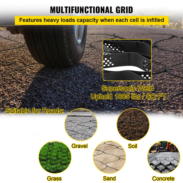 9x17ft Geo Cell Honeycomb Soil Retainer Gravel Grid for Pathway Yard Landscaping