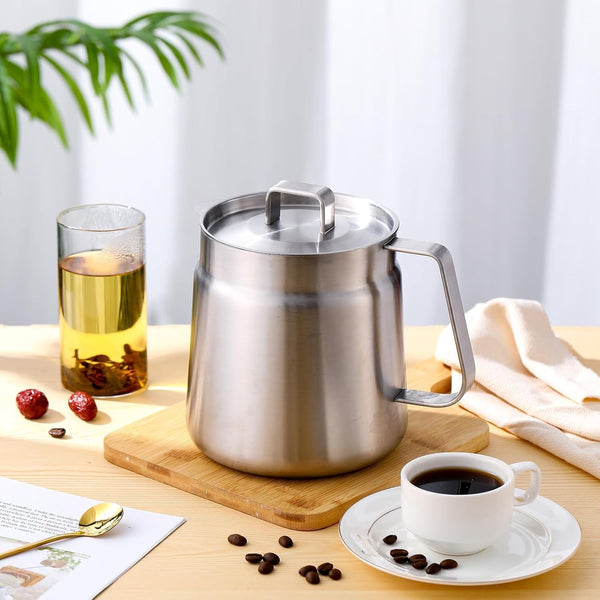2L Stainless Steel Oil Filter Pot Deep Fryer Pot Oil Tank Kettle for Oil Storage