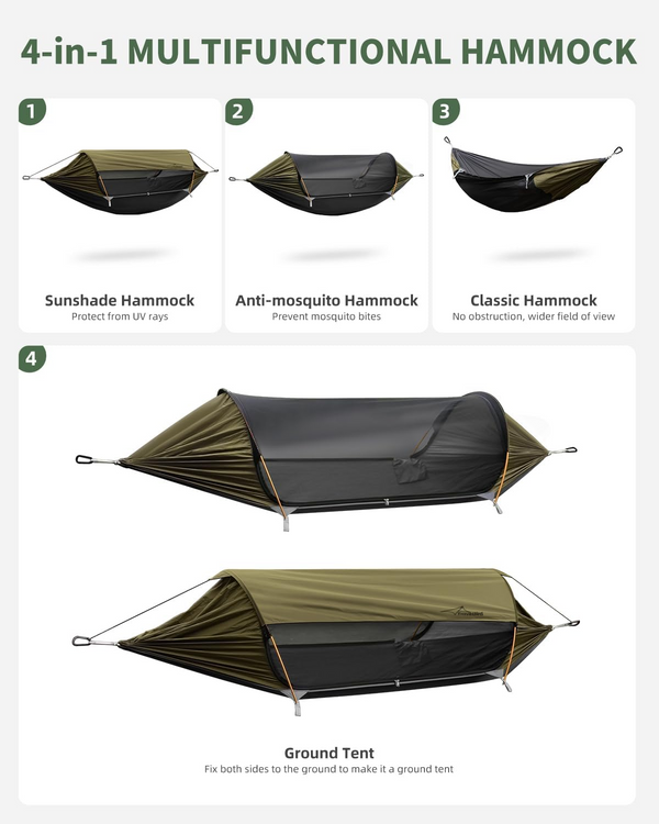 Hanging Hammock Outdoor Garden Travel Beach Swinging Bed Camping with Sunshade