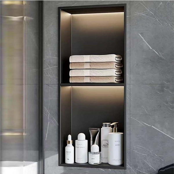 Shower Niche With LED Light Strips Shower Cabinet Bathroom Shelf 700x280x125mm