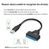 USB3.0 to SATA 2.5" Hard Drive HDD SSD Adapter Converter USB SATA Cable External