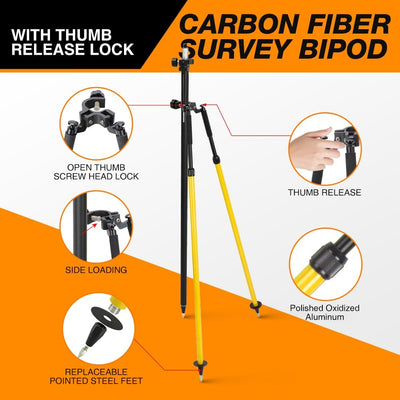 107-180cm Surveying Pole Thumb Release Bipod For Prism Pole Leveling Rod Survey