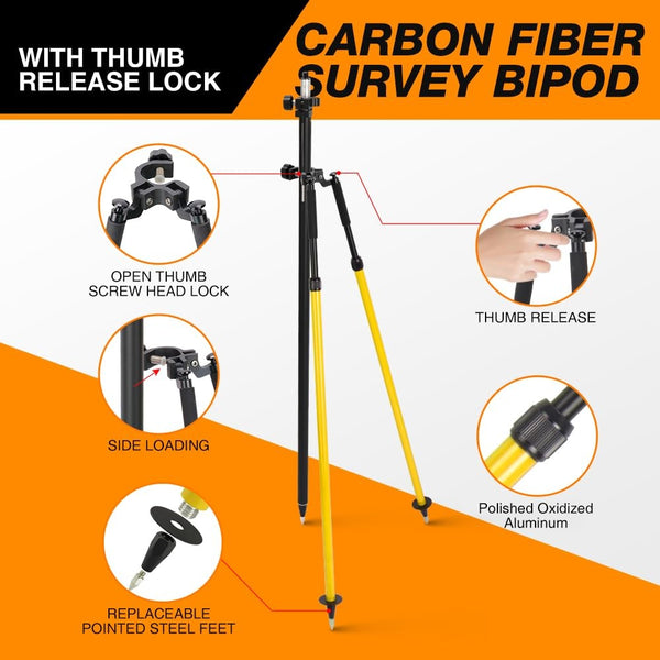 107-180cm Surveying Pole Thumb Release Bipod For Prism Pole Leveling Rod Survey