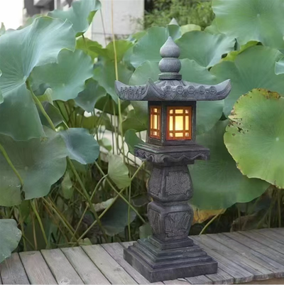 Decor Pagoda Lantern Outdoor Statue Handcast Polyresin Garden Statue