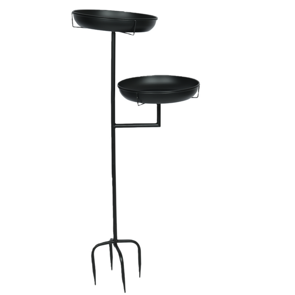 Metal Bird Bath Bowl Free Standing Detachable Decoration Spa Birdfeeder Garden