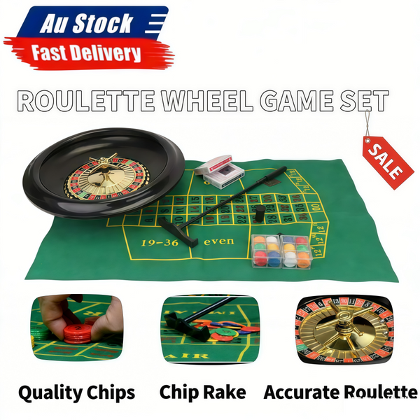 16" Roulette Wheel Set with Felt Chips Cards Rake for Casino Games Deluxe Poker