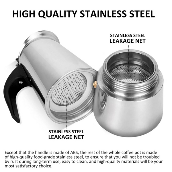 9Cups Stovetop Espresso Moka Pot Percolator Coffee Maker Stainless Steel w/Stove