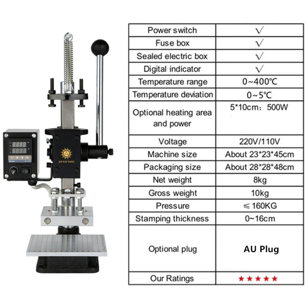 Upgraded Hot Foil Stamping Machine 5x7cm Leather Bronzing Pressure Mark Machine