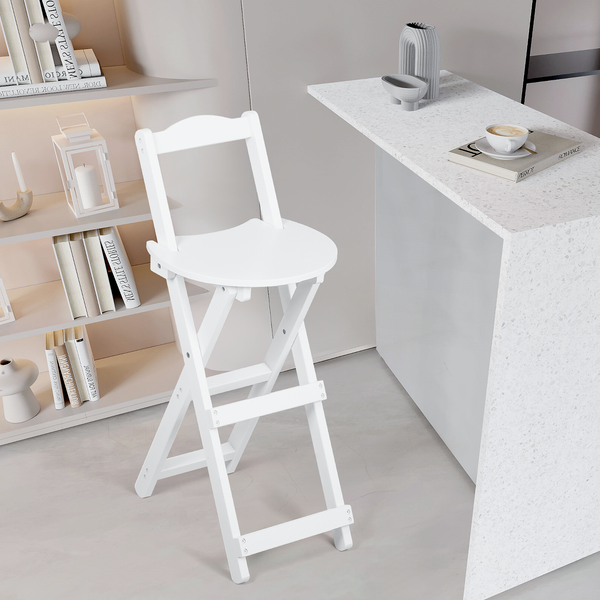 Bamboo Bar Stool Foldable Design W/ Ergonomic Backrest Space-saving For Bars