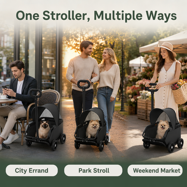 Pet Stroller Dog Cat Carrier Cart Foldable Travel Puppy Trolley Travel Outing