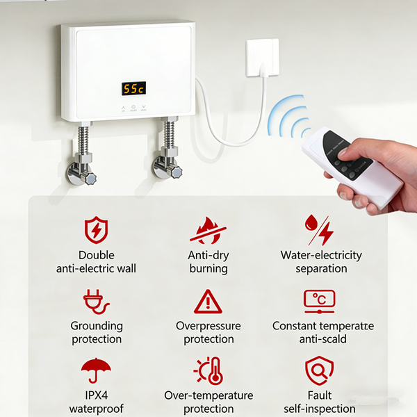 Electric Instant Hot Water System Tankless 3KW Under Sink Shower Water Heater AU