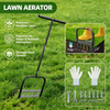 Manual Lawn Aerator Tool 14 Metal Spikes Grass Soil Aerator Ergonomic T-Handle