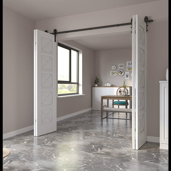 6FT Barn Door Hardware Closet Track Kit 4 Door Gear Set 150kg Barn Door Track