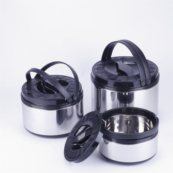 Stainless Steel Hot Cold Food Insulated Casserole Hot Pot Set of 3 (2.5L,5L,8L)