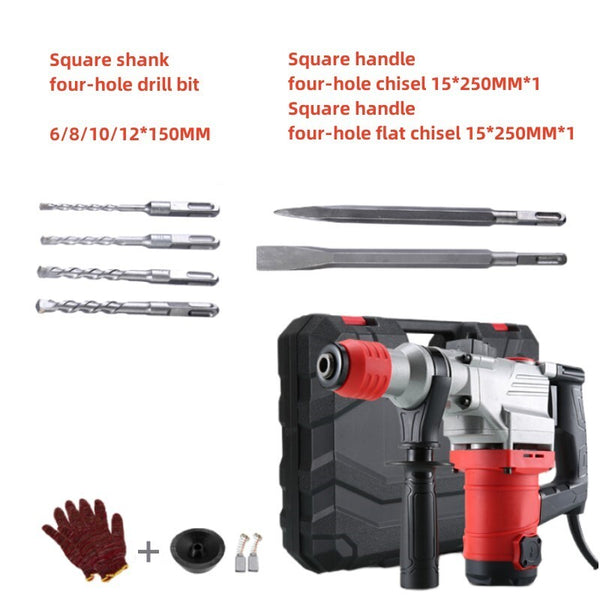 Electric Rotary Hammer Drill Demolition Jack Hammer Kit With Chisels Drill+SDS