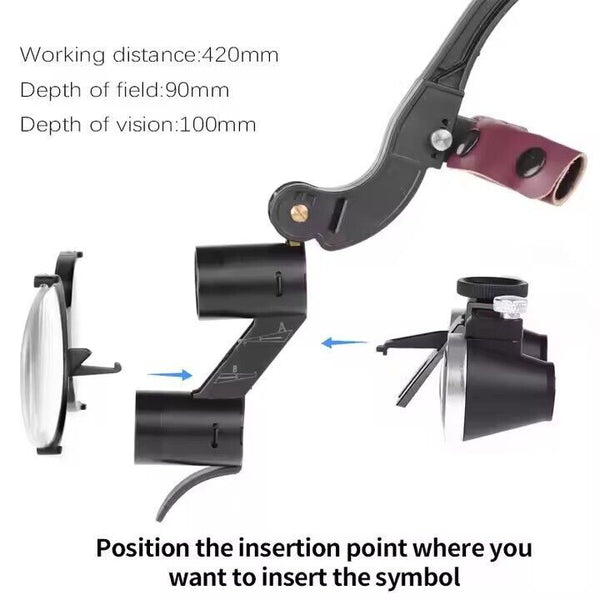 Dental Loupes With Light 3.5X420mm Magnifying Glass Binoculars Angle Adjustable