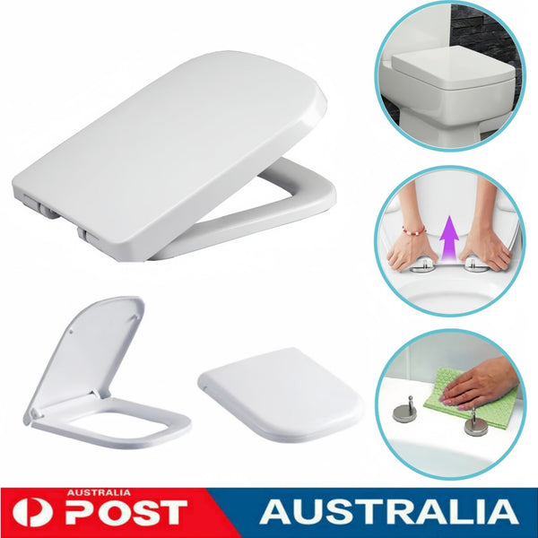 Heavy Duty Square Toilet Seat Soft Close Quick Release Easy Cleaning Bathroom AU