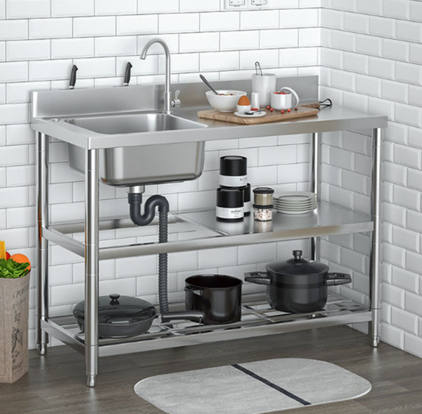 Free Standing Utility Sink w/Faucet Restaurant Kitchen Single Bowl Sink w/Faucet