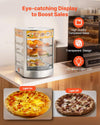 3-Tier Commercial Food Warmer Display 30-80℃ Hot Dog Pizza Showcase Cabinet 800W