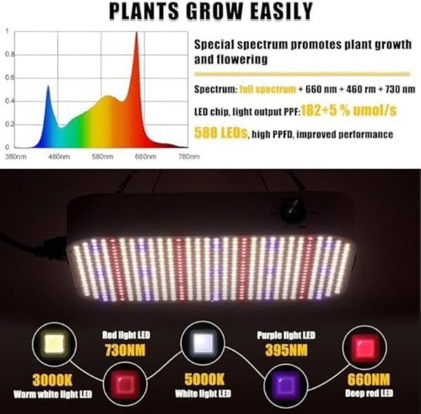 Hydroponics Grow Tent Full Spectrum LED Grow Light Kits Inline Fan Filter System