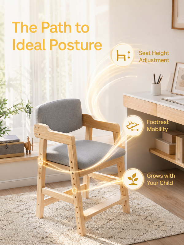 Wooden High Chair for Toddlers Teens Learning Chair Grows with Kid for Dining