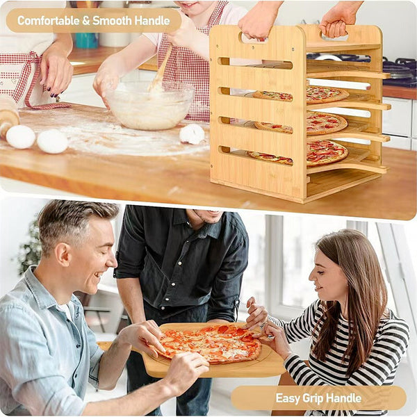 13" Pizza Rack Wooden Pizza Peel Rack  4 Tier Non-Stick Pizza Paddle Pizza Board