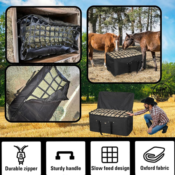 Horse Hay Bag Slow Feeder Hay Bag Large Capacity Feeding Straw Bag with Holes