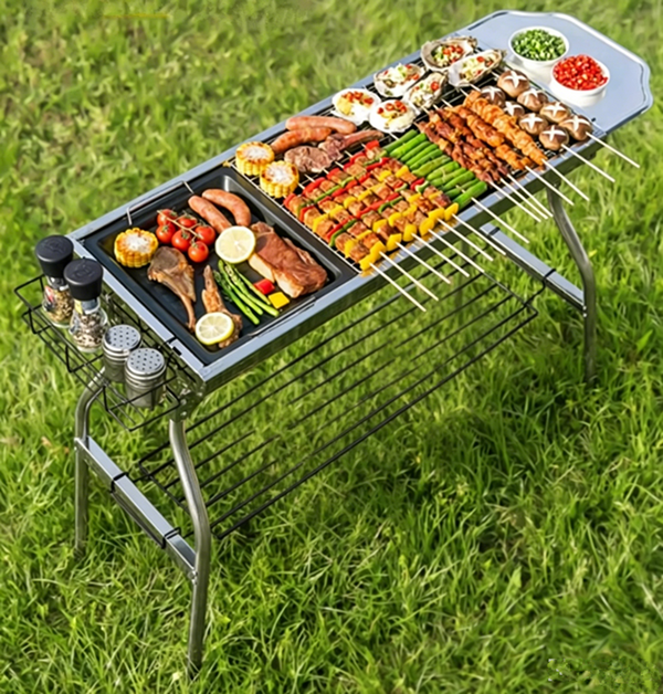 Outdoor Stainless Steel Charcoal Grill Barbecue Tool Folding Cooking Stove