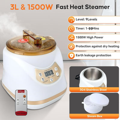 Infrared Sauna Box with 660&850nm Red Light Therapy Lamp f/ Home with 3L Steamer