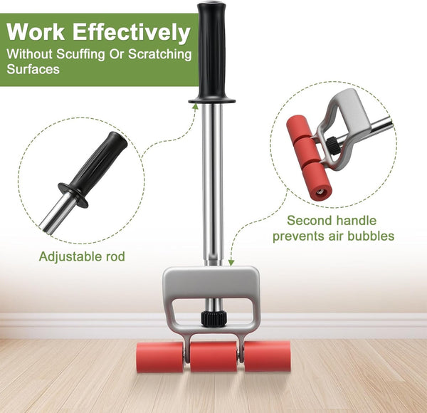 Floor and Wall Roller for Vinyl Flooring Heavy Duty Handle Rubber Nylon Wheels