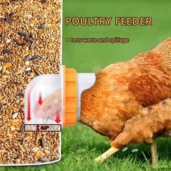 Automatic Chicken Feed Bucket with 12 Feeders Ports 10L Capacity Poultry Feeder