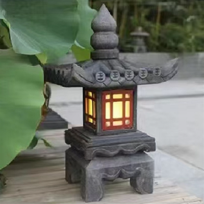 Decor Pagoda Lantern Outdoor Statue Handcast Polyresin Garden Statue