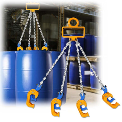 Drum Lifter Chain With Self-Locking Hook 4400 LBS Vertical Lift - 55 gallon drum