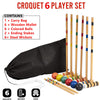 Classic Croquet Set Up to 6 Players Six Colour Coded Mallets Handles and Balls
