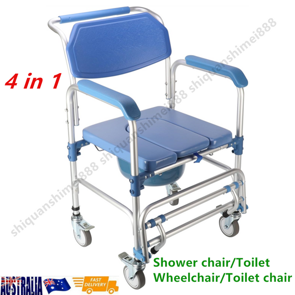 Shower Chair With Wheels Disabled Bedside Commode Wheelchair Toilet Chair 200KG