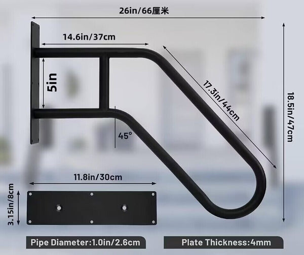 26" Hand Rails for Outdoor Steps U-Shape Handrails Safety Railing Grab Bar AU