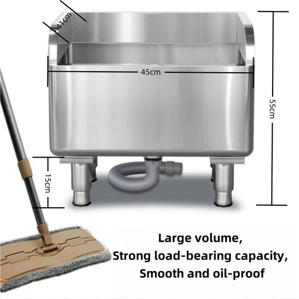 Commercial Mop Sink Stainless Steel Utility Sink Floor Mounted 45*41*55cm w/Leg
