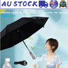 Rechargeable Misting Fan Umbrella For Sun & Rain Outdoor Adjustable 2-speed