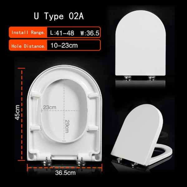 Thick Toilet Seat Soft Close Luxury White Heavy Duty Quick Release U Shape PP