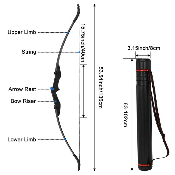 53" Archery 40lbs Takedown Recurve Bow and Arrow Set with Quiver for Hunting AU