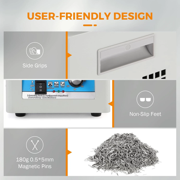 Magnetic Tumbler Polishing Machine Jewelry Polisher w/200g Pins Surface Polisher