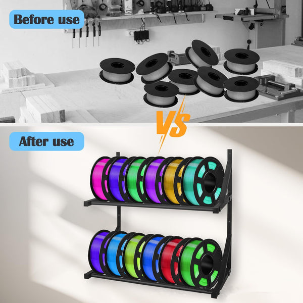 2-Tier 3D Printer Filament Rack Display Holder for 3D Printing Studio Workshop