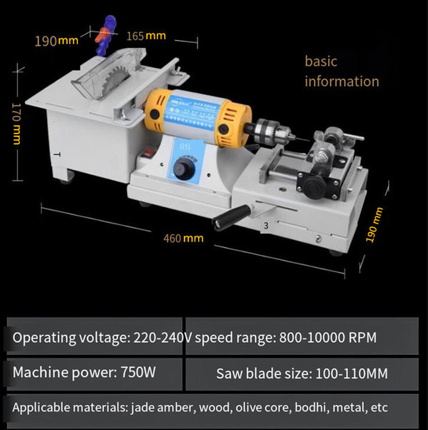 220V Gem Lathe Polisher Carving Machine Table Saw Punching Grinding Machine