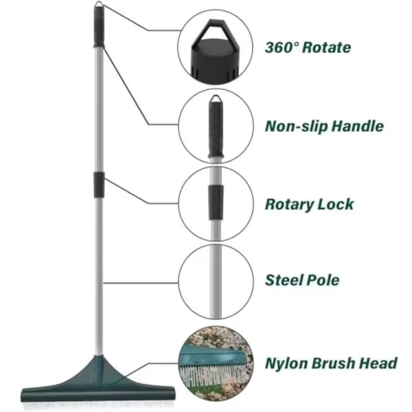 Turf Carpet Rake Broom Hand Rake Carpet Rake for Pet Hair with Adjustable Handle