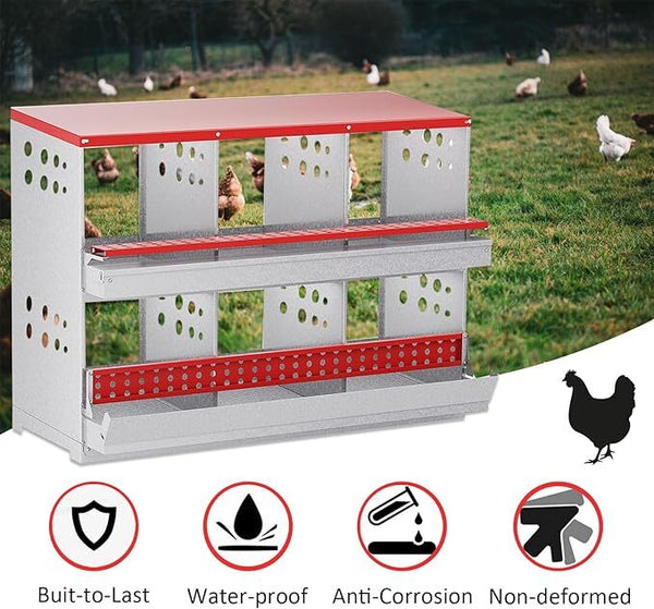 4/6 Hole Chicken Nesting Boxes Wall Mounted Metal Chicken Coop Laying Boxes AU