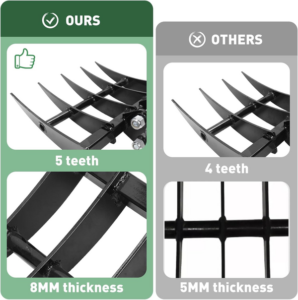 Diggers Metal Backhoe Rake Mini Excavator Attachment Rake  For Land Clearing AU