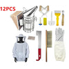 12pcs Beekeeping Equipment Beekeeper Suit Protective Tools with Gloves Beekeeper