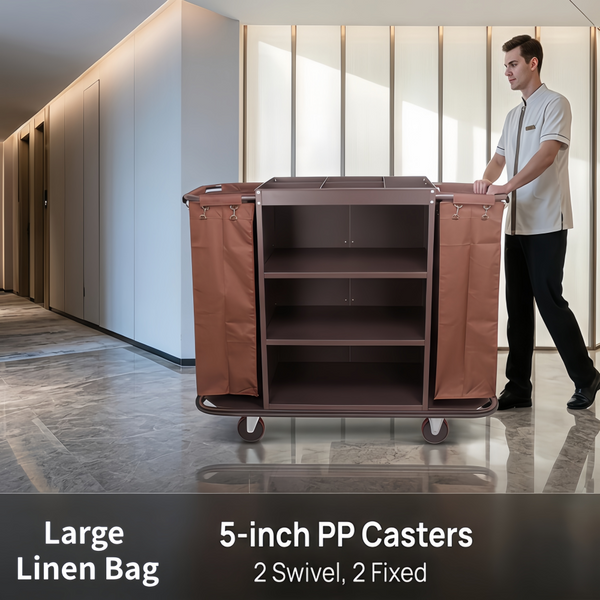 Hotel Commercial Housekeeping Cart  Laundry Trolley with Wheels Large Linen Bag